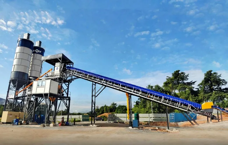 AJ120 concrete batching plant in Malaysia for commercial concrete production