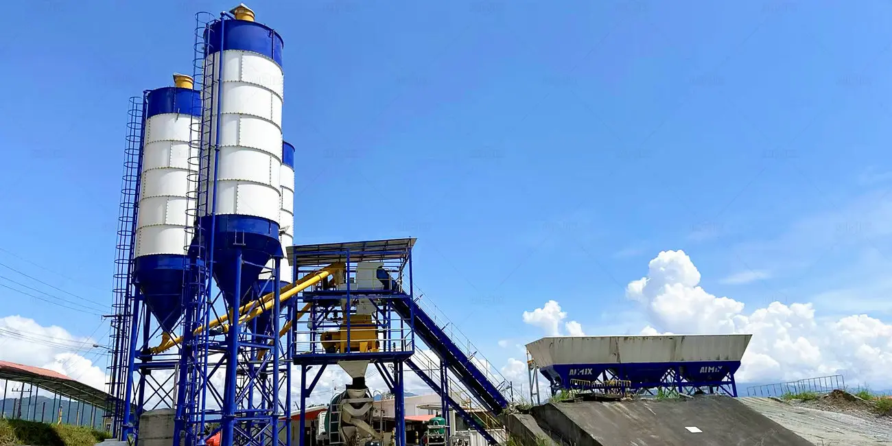 Laos AJ60 stationary concrete batching plant