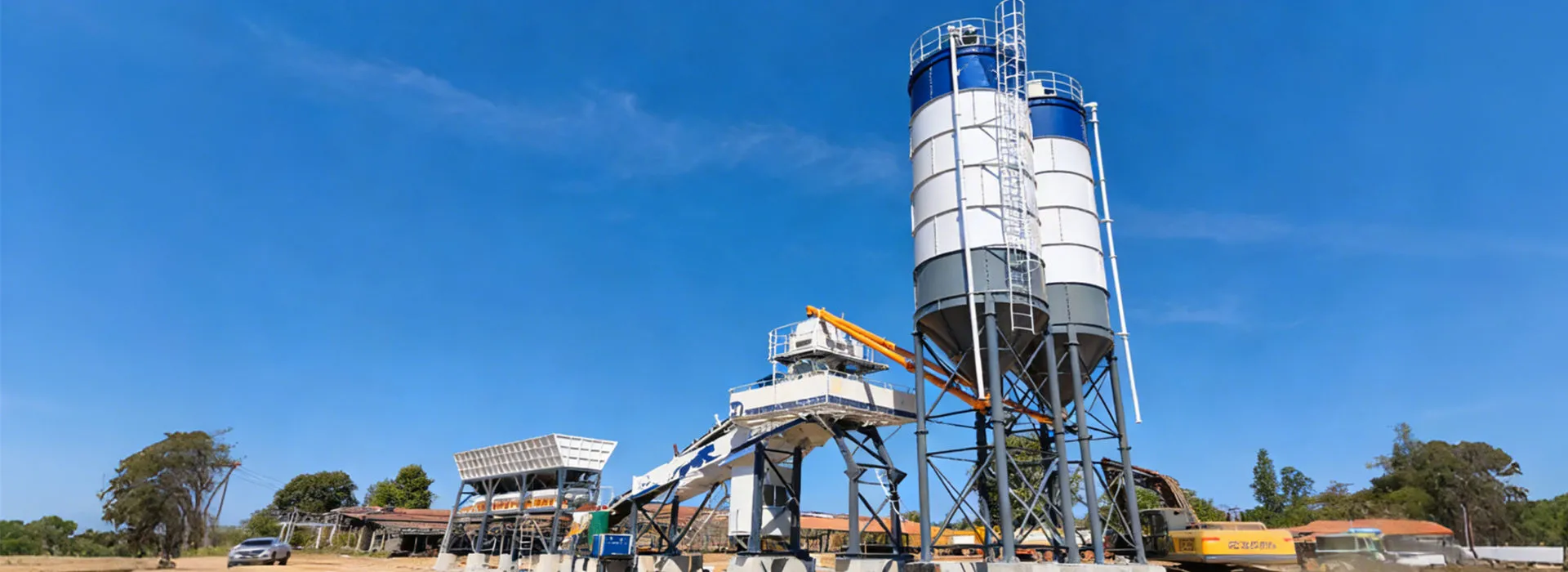 fast installation concrete batching plant from Aimix onsite banner