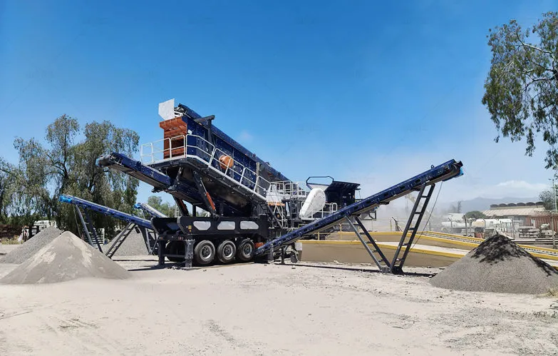 mobile crusher plant for raw material processing for batching and mixing plant