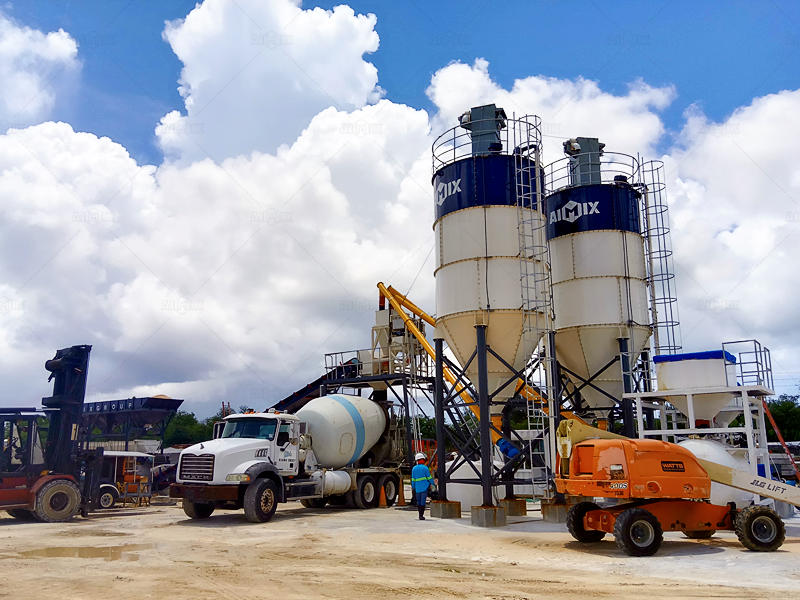 50 cubic meter per hour Dry Mix Type Stationary Concrete Batching Plant in Guam