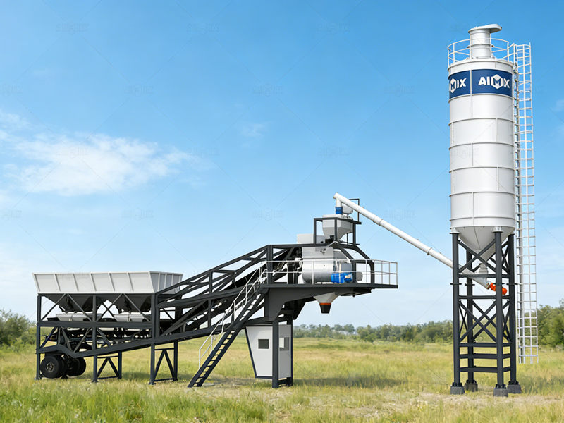 AJY60 mobile concrete batching plant from Aimix