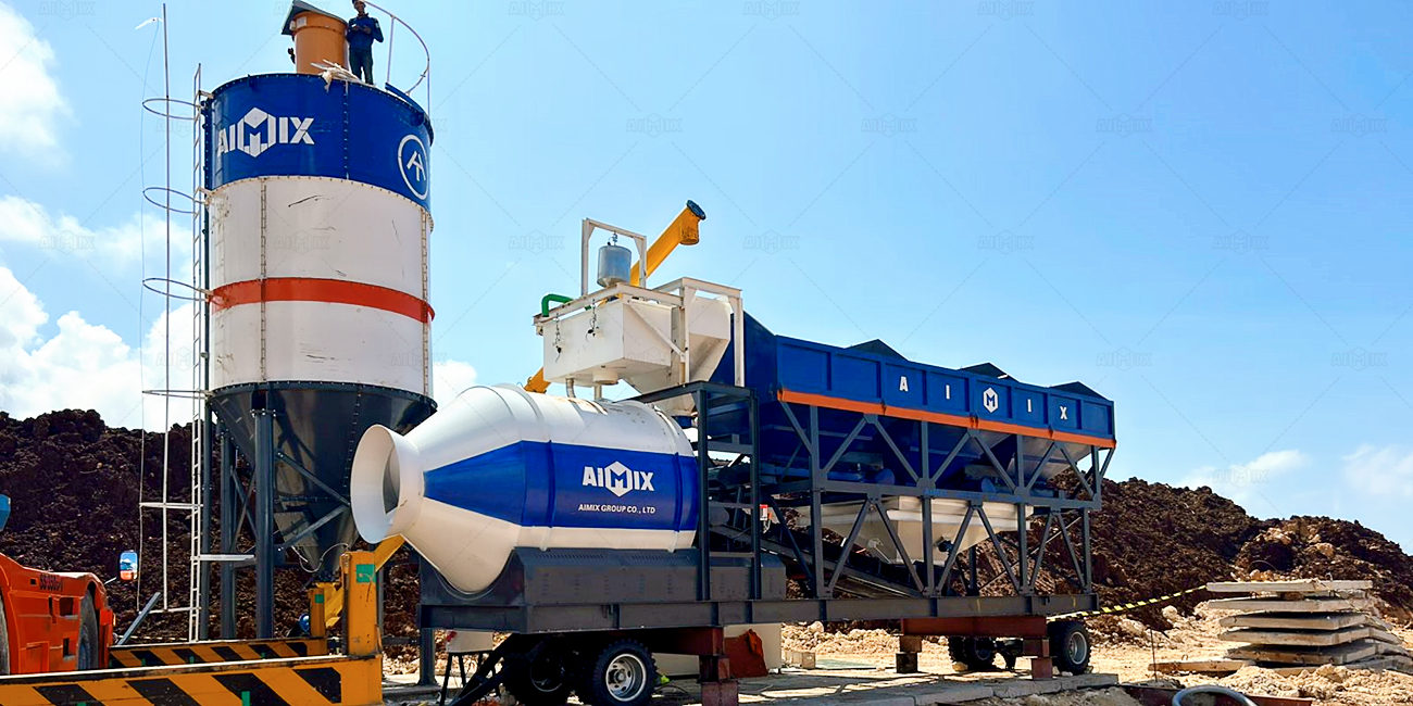 AJZY Series Drum type Mobile ready mix plant for sale in Indonesia