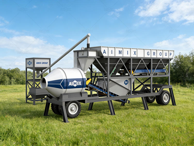 AJZY model Drum mixer Mobile Concrete Plant for sale