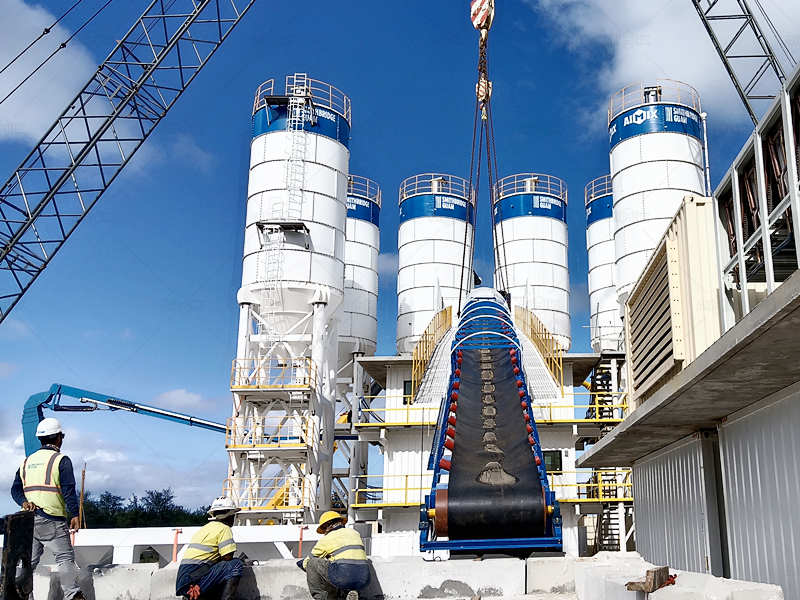 belt installation process of Aimix stationary concrete batching plant