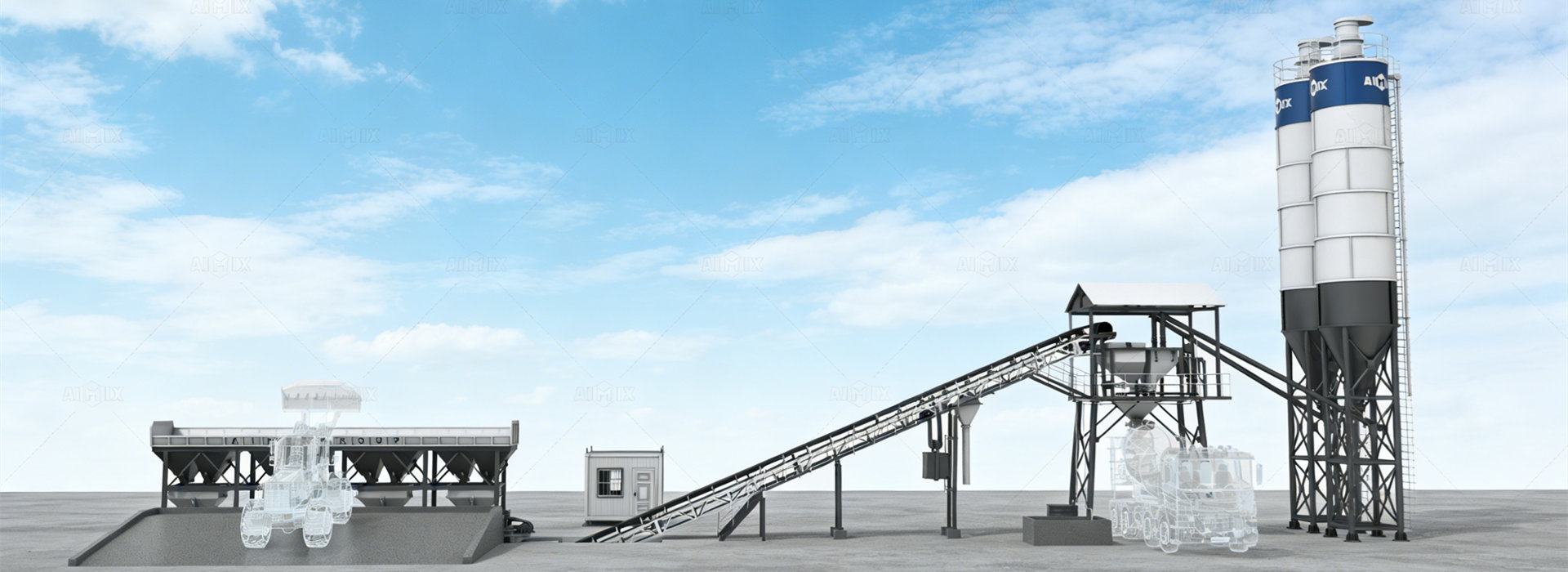 dry mix concrete batching plant banner Aimix
