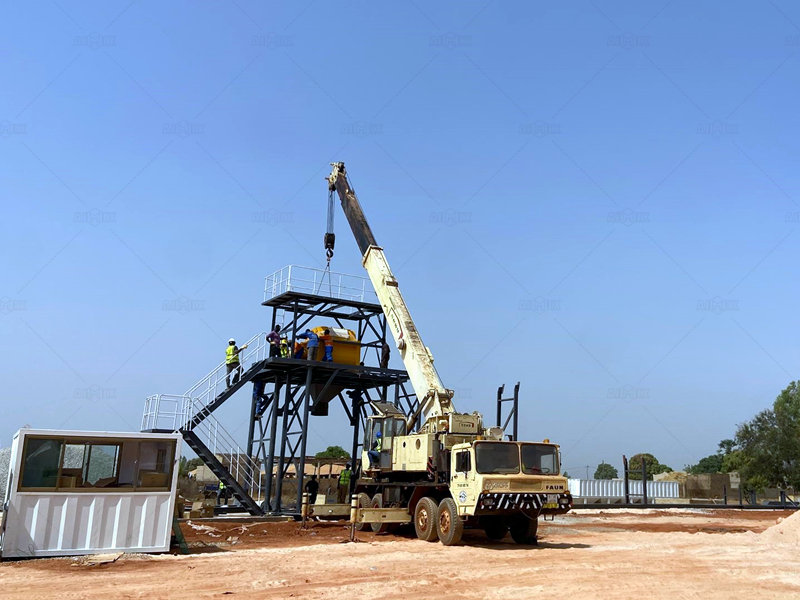 ground prepare and installation of foundation free concrete plant