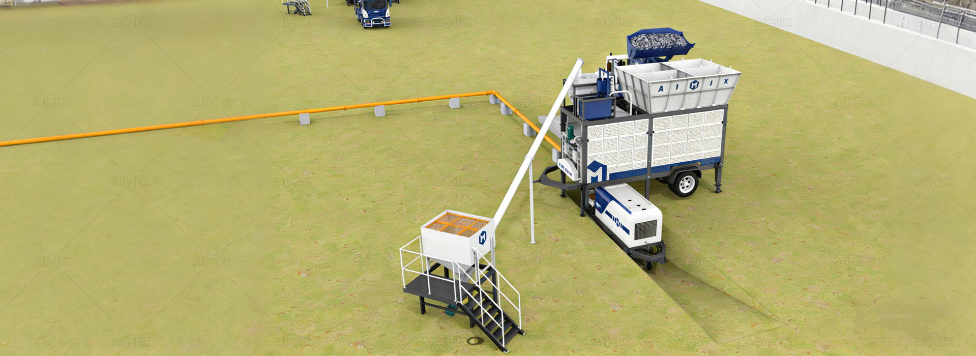 mini mobile concrete batching plant from Aimix banner