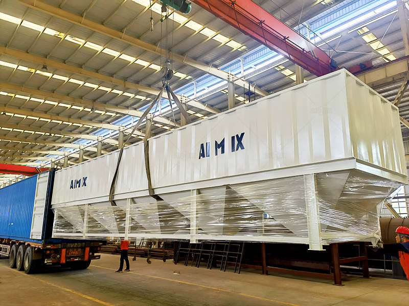 shipment of components of free foundation concrete batching plant