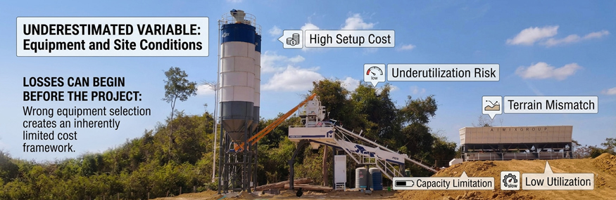 Concrete batch mix plant and Site Conditions