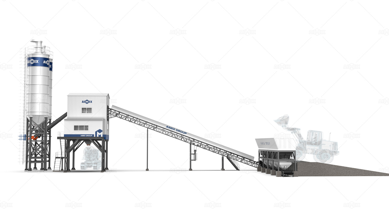 Stationary Wet Concrete Batching Plant AJ Series