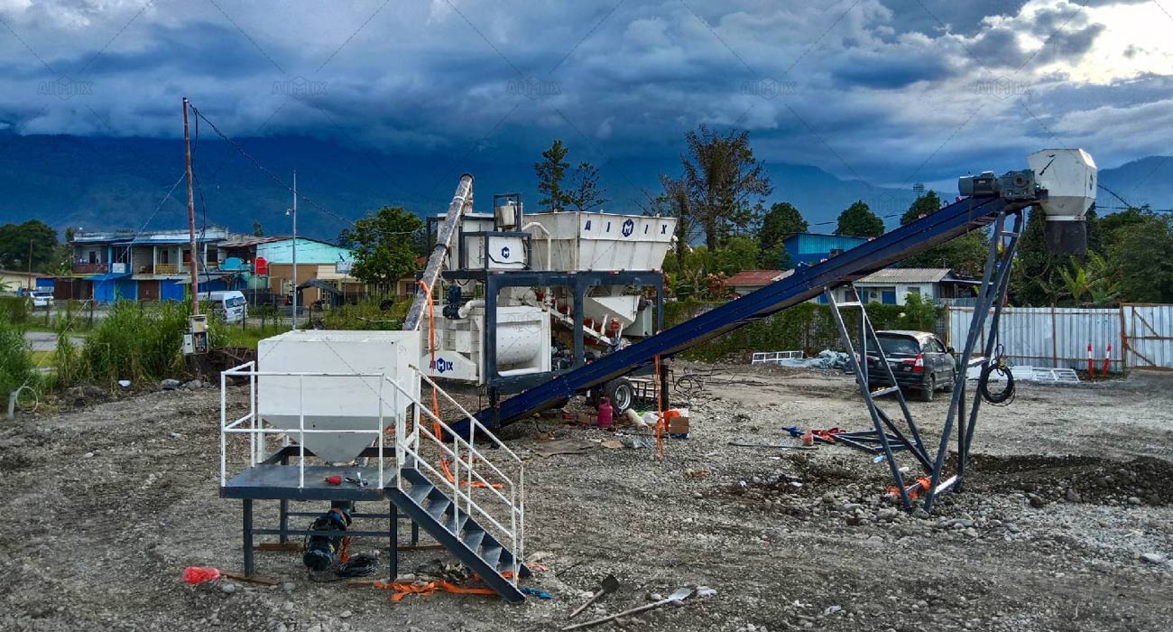 AJSY40 Portable Concrete Plant for Fast On-Site Supply in Indonesia