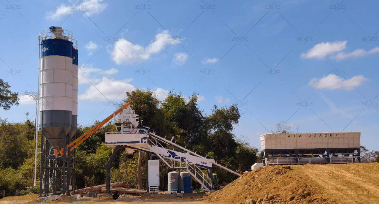 AJY70 Portable Batch Plant for Infrastructure Construction in Laos