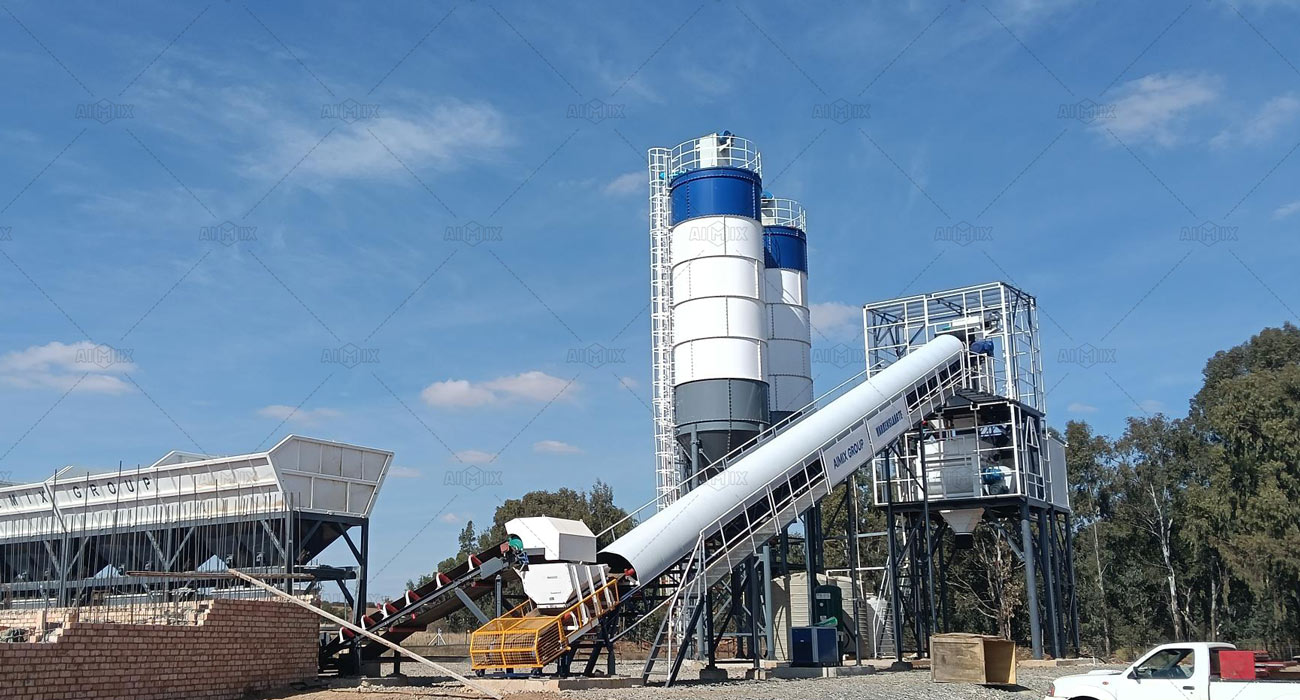 AJ90 90tph concrete mixing plant in South Africa