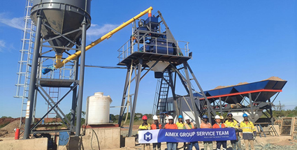 AJ35 stationary concrete batching business in Tanzania