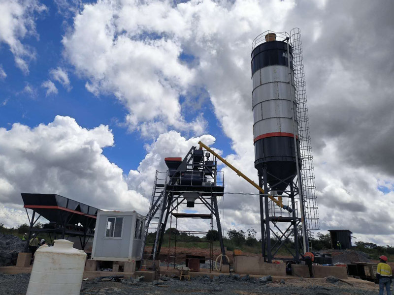 AJ35 stationary concrete mixing plant successfully commissioned in Tanzania.