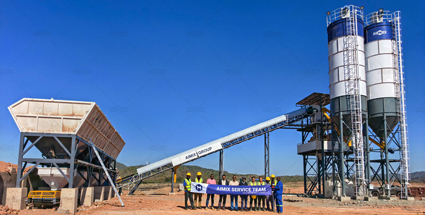 AJ90 90tph concrete batching plant business in Zambia