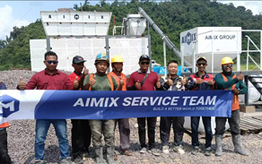 AJSY40 portable concrete batching plant in Indonesia