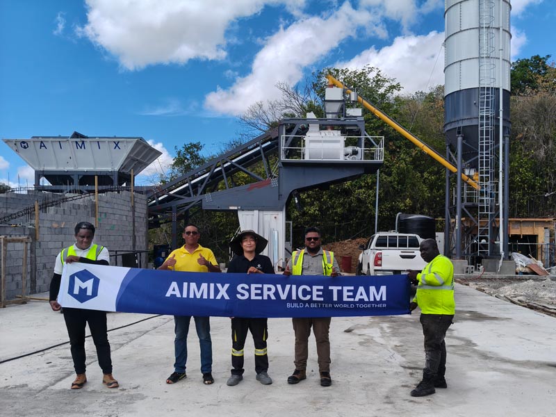 AJY60 concrete mixing plant successfully operating in Antigua and Barbuda.